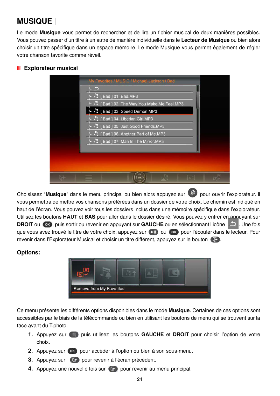 Transcend Information 720 manual Musique︱, Explorateur musical 