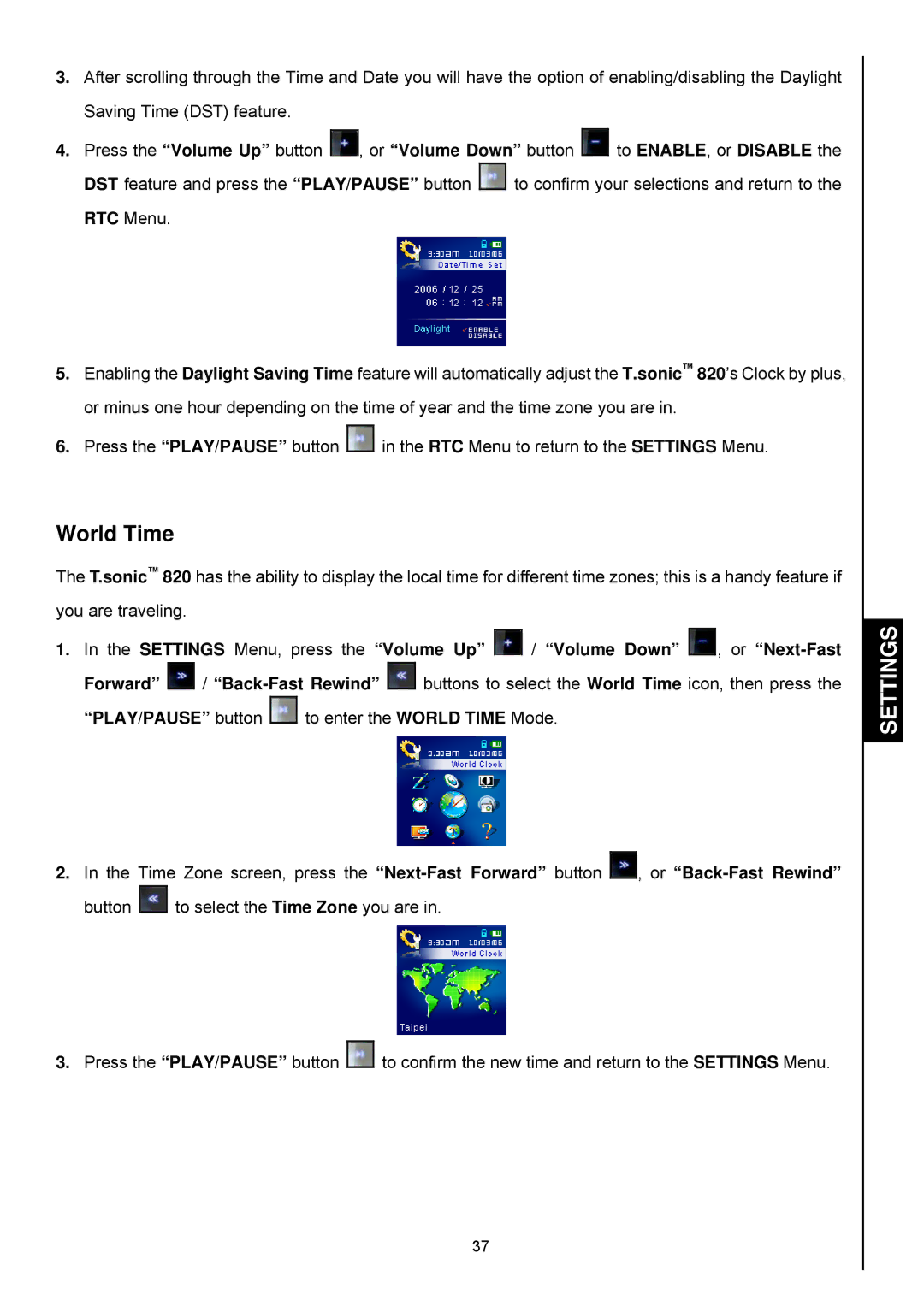 Transcend Information 820 user manual World Time 