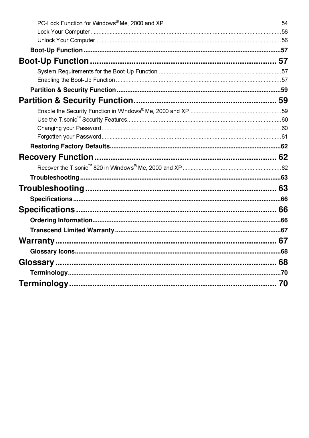 Transcend Information 820 user manual Warranty 