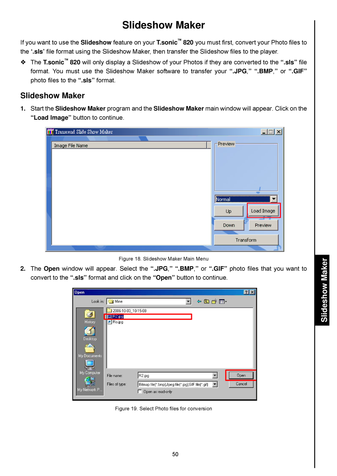 Transcend Information 820 user manual Slideshow Maker 