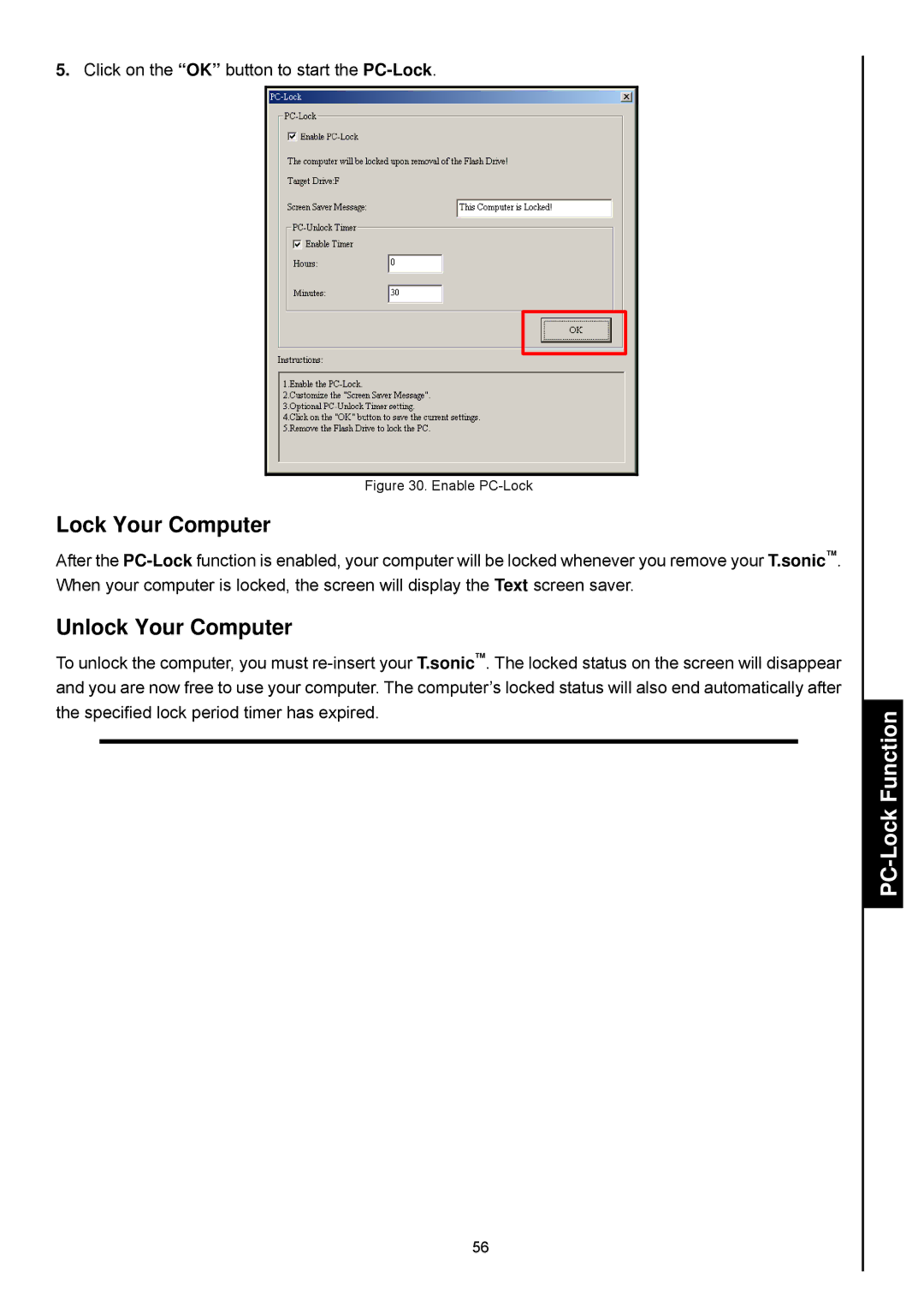 Transcend Information 820 user manual Lock Your Computer, Unlock Your Computer 