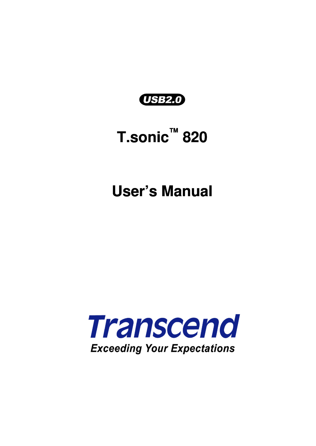 Transcend Information 820 user manual T.sonic User’s Manual 