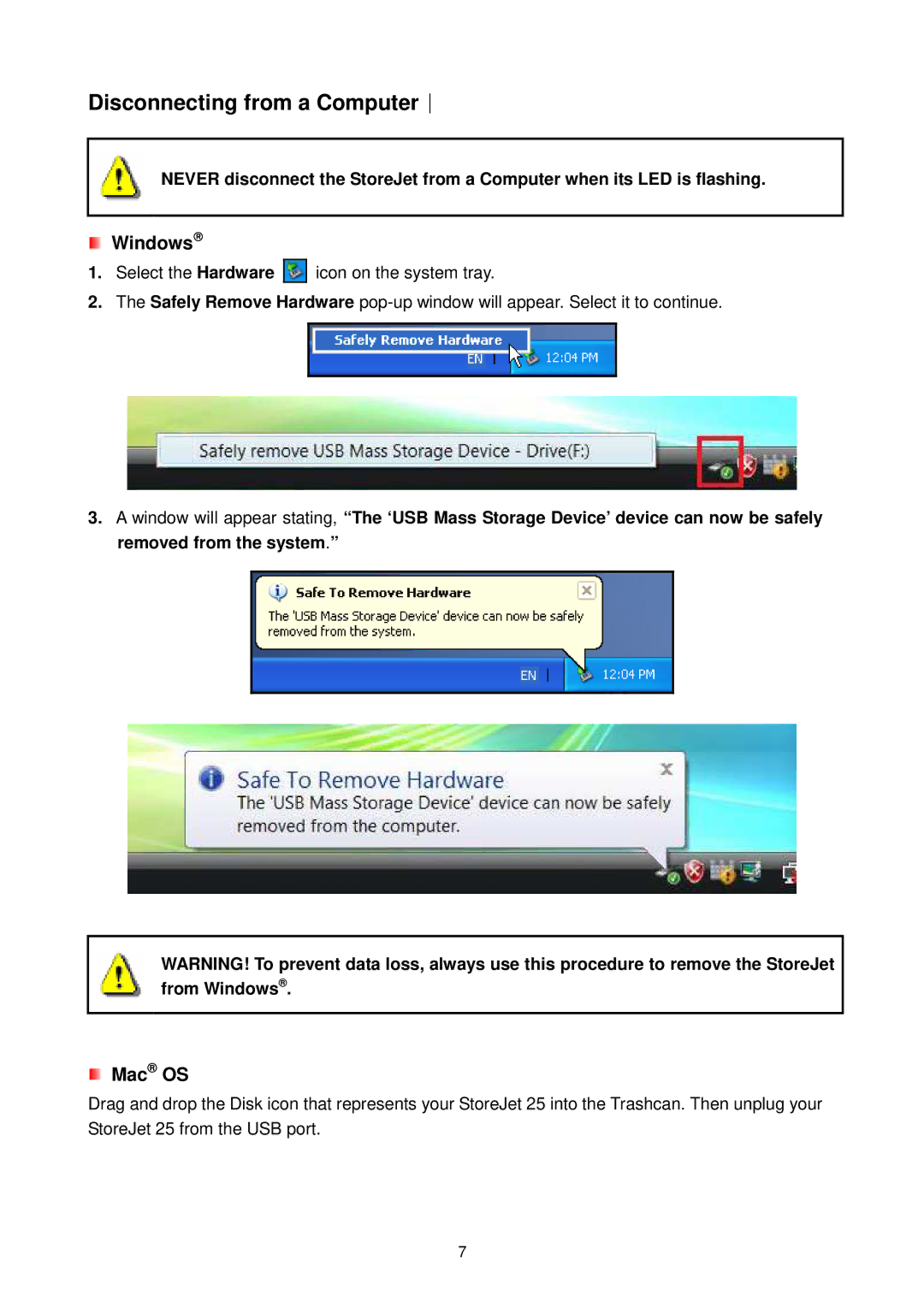 Transcend Information Computer Drive user manual Disconnecting from a Computer︱, Windows 