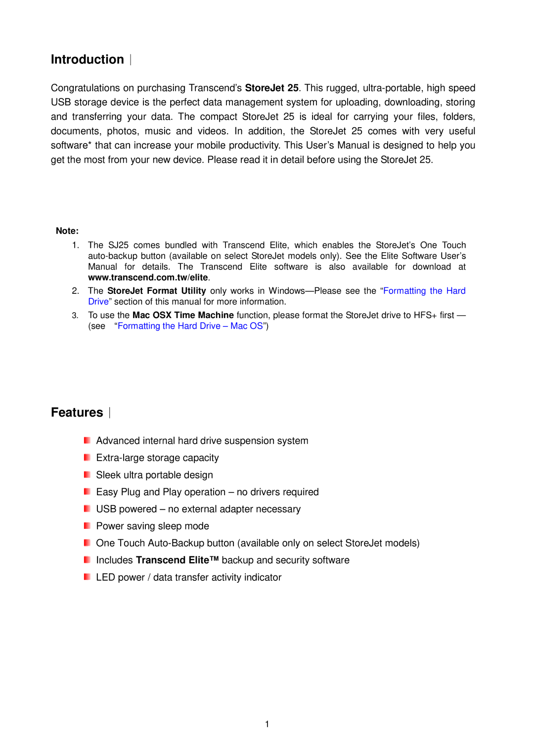 Transcend Information Computer Drive user manual Introduction︱ 