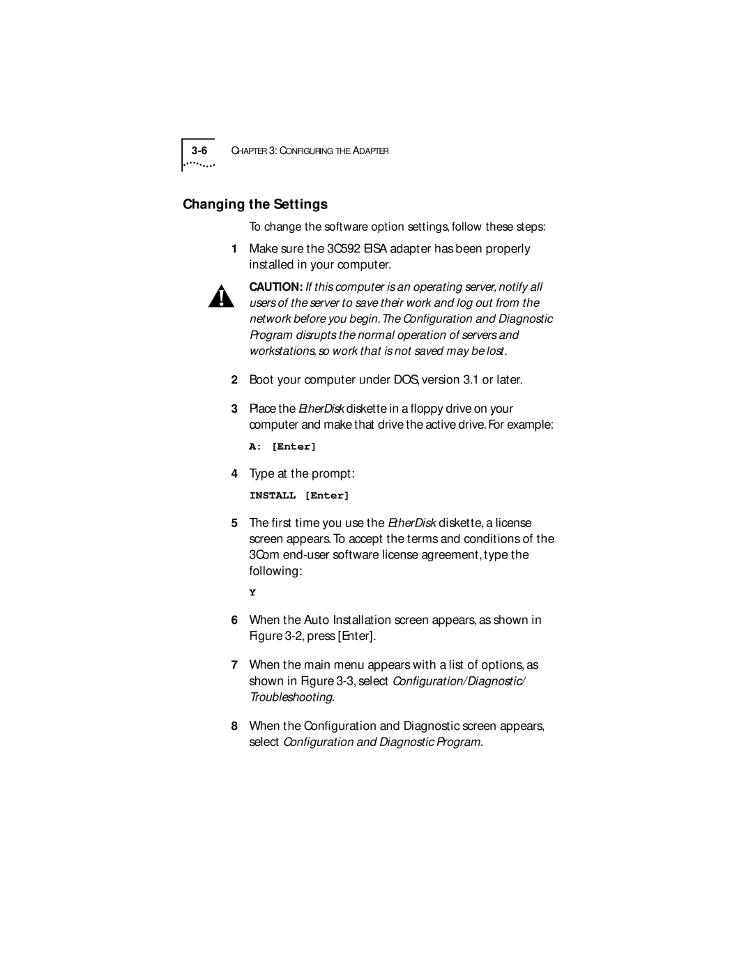 Transcend Information III manual Changing the Settings, Type at the prompt 