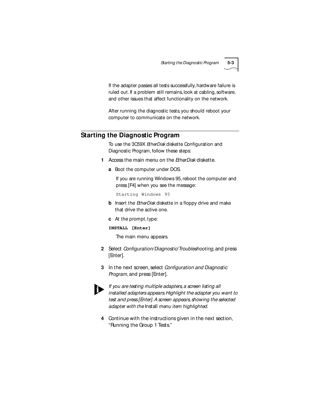 Transcend Information III manual Starting the Diagnostic Program 