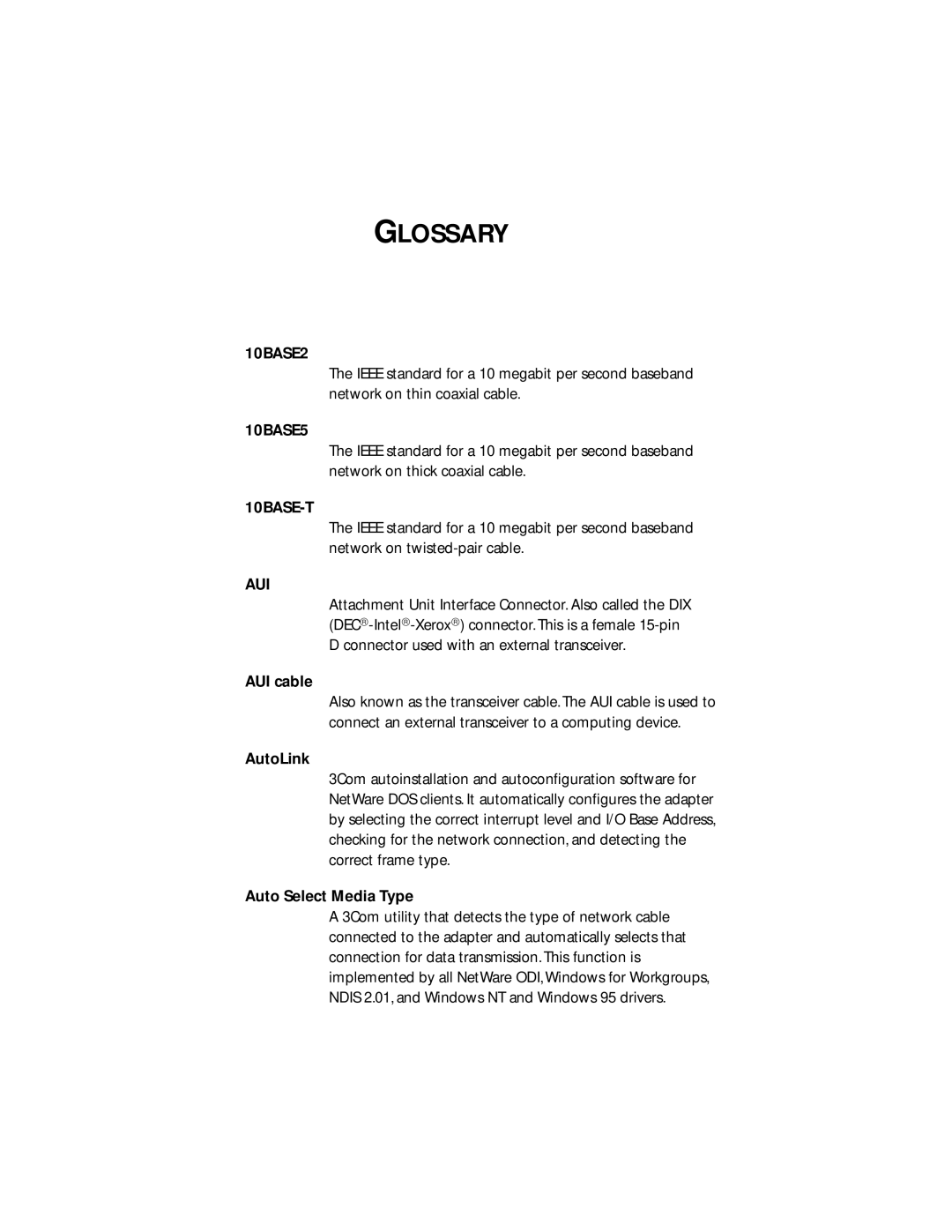 Transcend Information III manual Glossary, AUI cable 