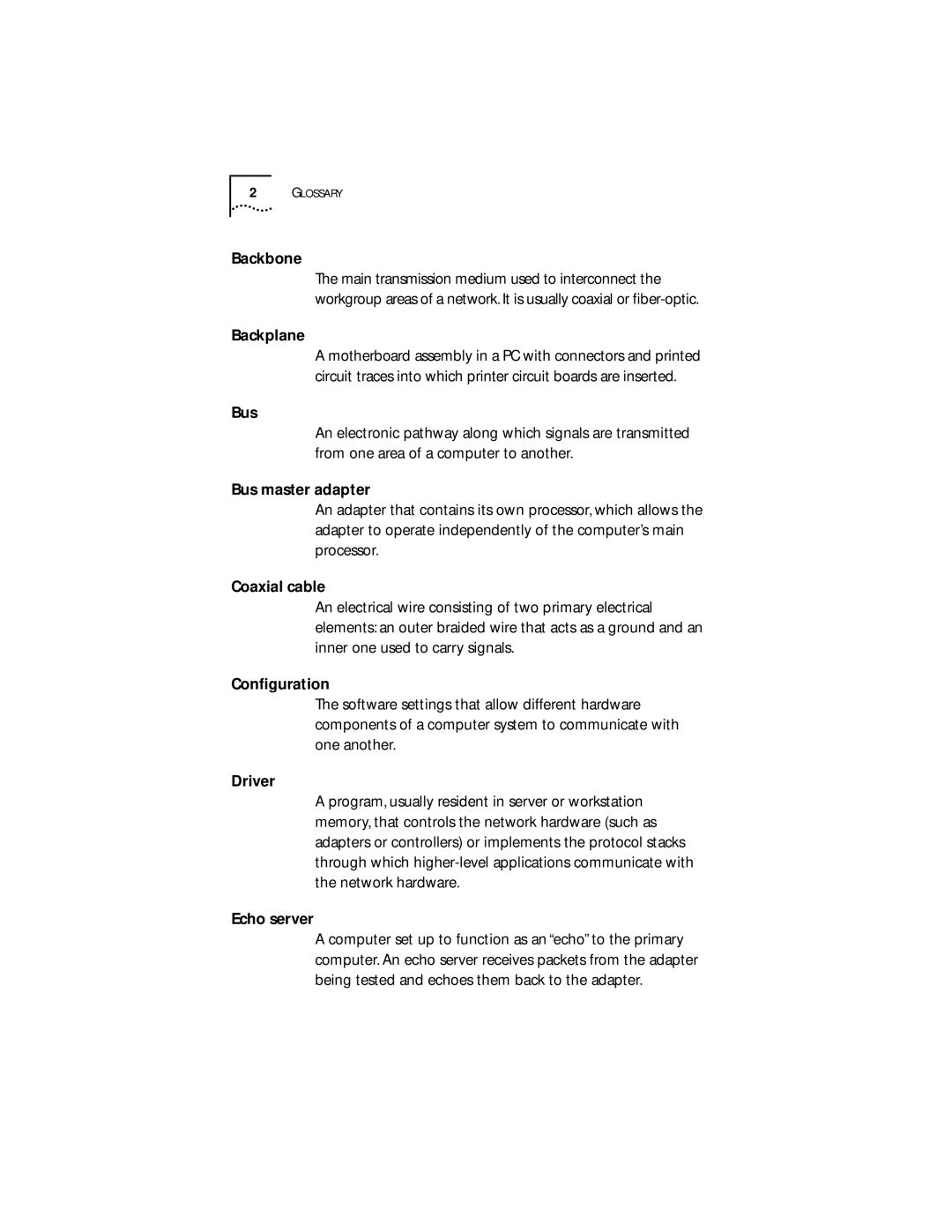 Transcend Information III manual Backbone, Backplane, Bus, Echo server 