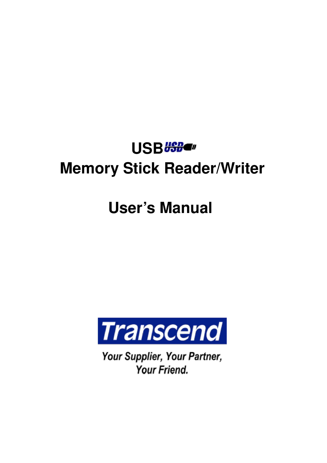 Transcend Information Memory Stick Reader/Writer user manual Usb 