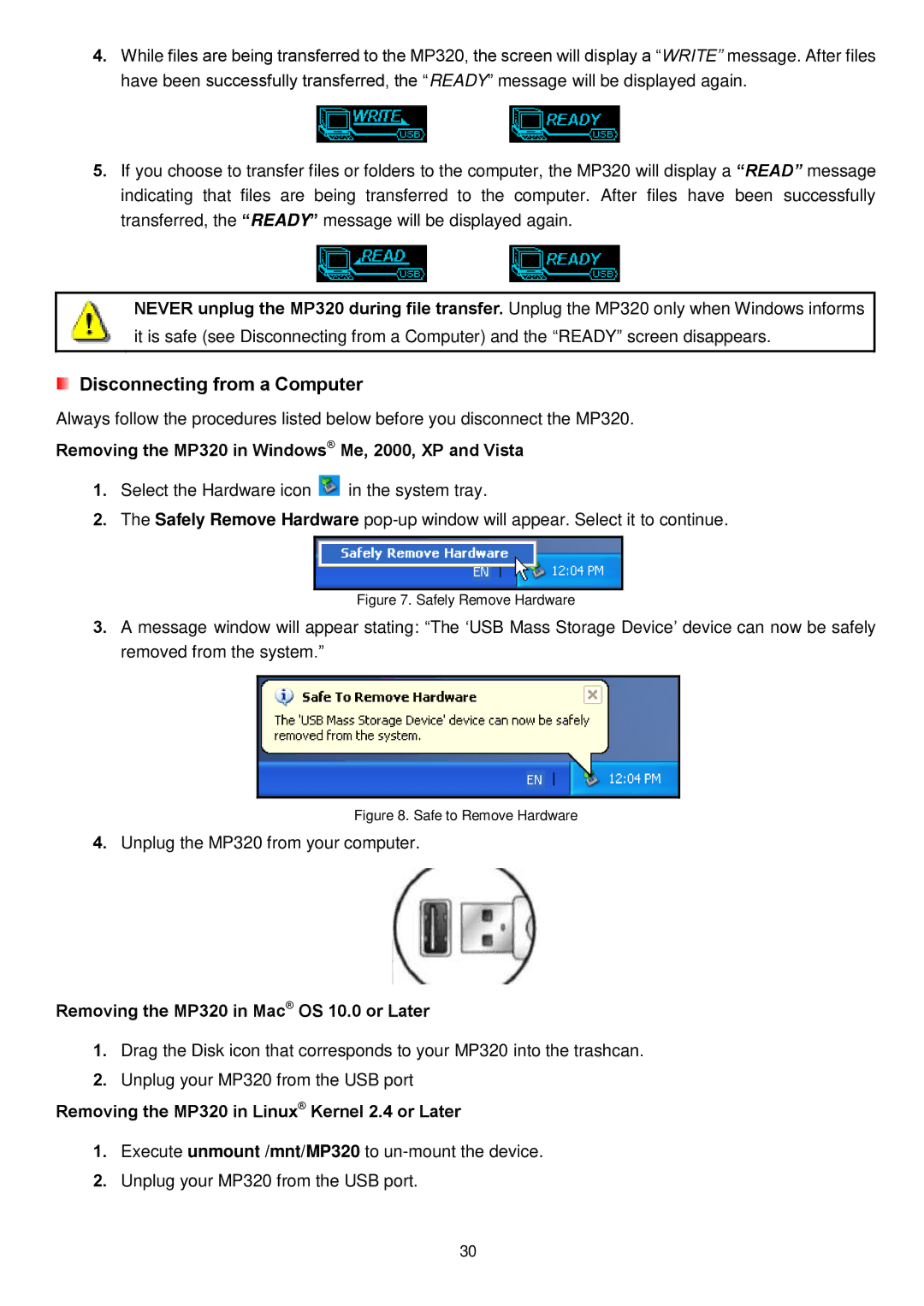 Transcend Information user manual Removing the MP320 in Linux Kernel 2.4 or Later 