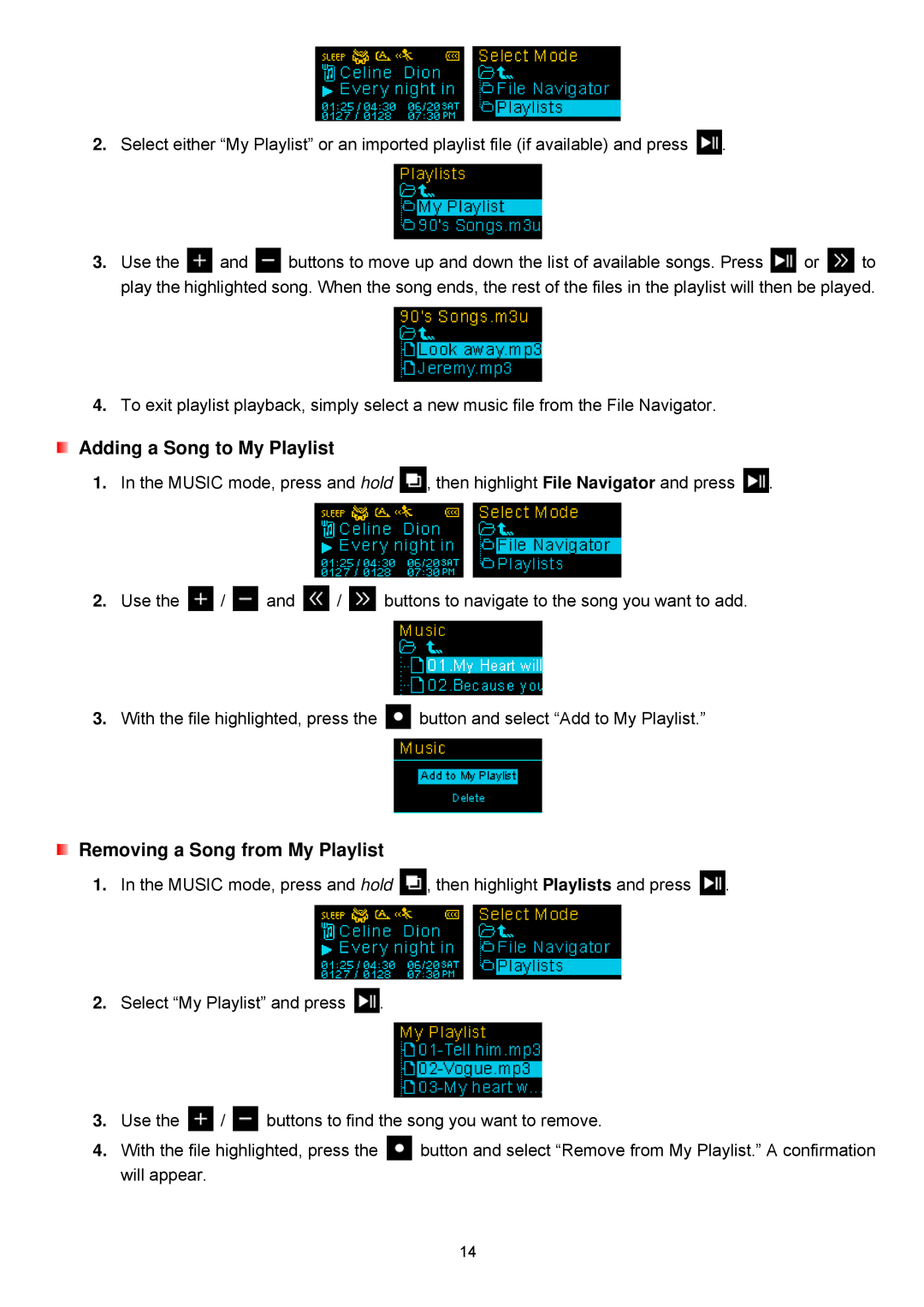 Transcend Information TS2GMP650, TS4GMP650 user manual Adding a Song to My Playlist 