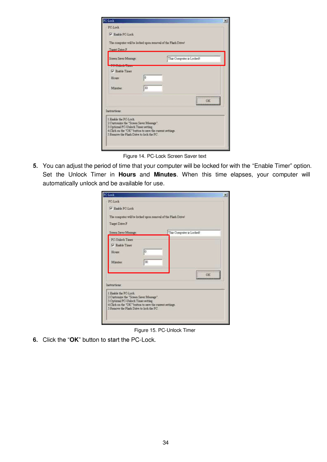 Transcend Information MP650 user manual Click the OK button to start the PC-Lock 