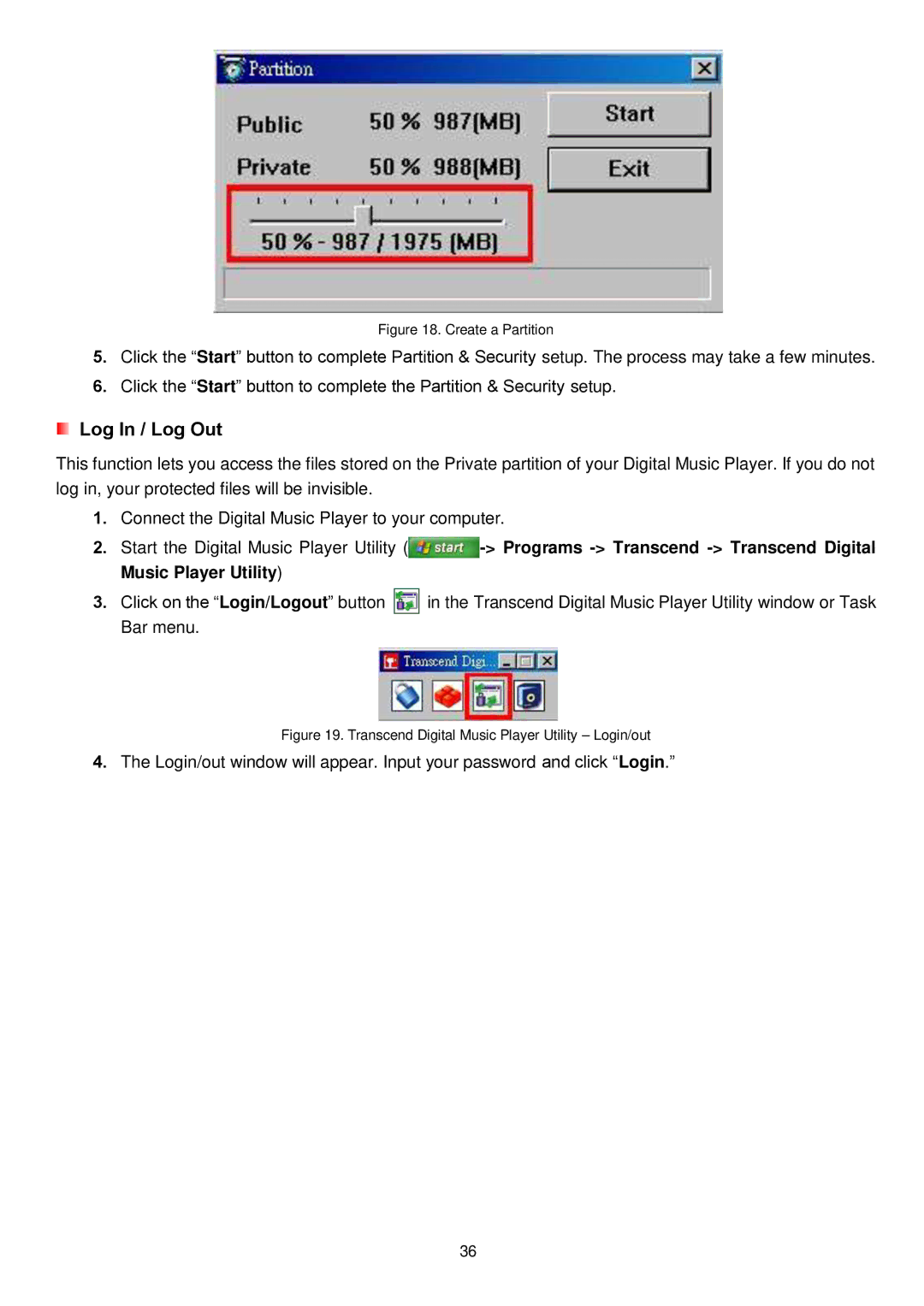 Transcend Information MP650 user manual Create a Partition 