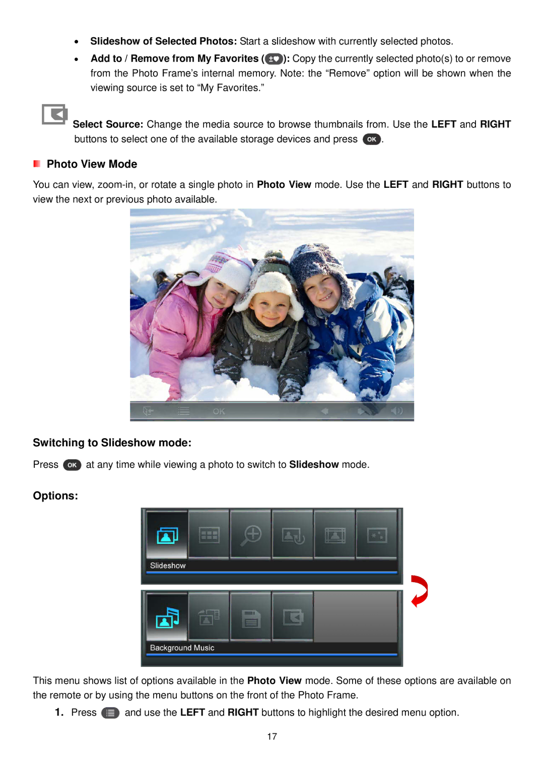 Transcend Information PF810 user manual Photo View Mode, Switching to Slideshow mode 