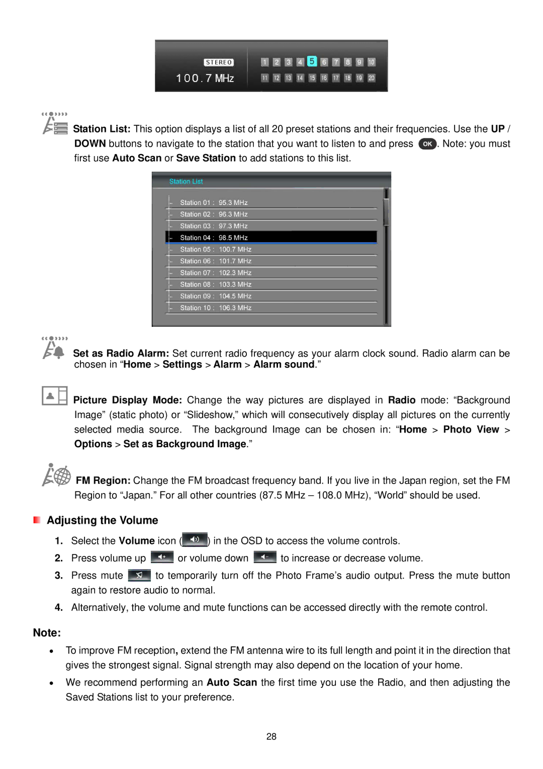 Transcend Information PF810 user manual Adjusting the Volume 