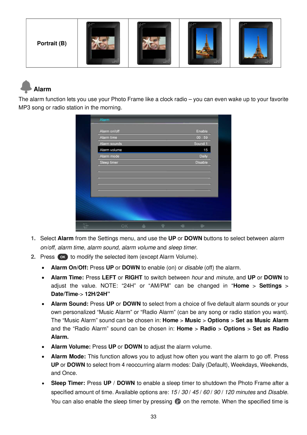 Transcend Information PF810 user manual Alarm 