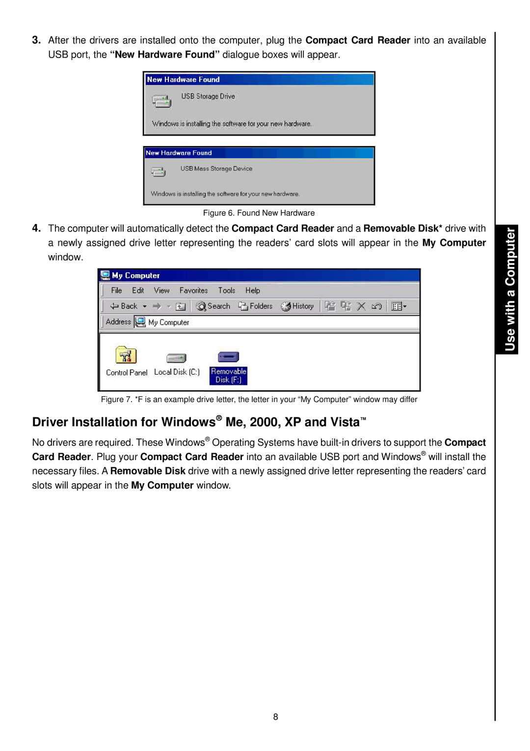 Transcend Information RDS1/S2/S5/S6 manual DriverInstallationforWindowsMe,2000,XPandVista 