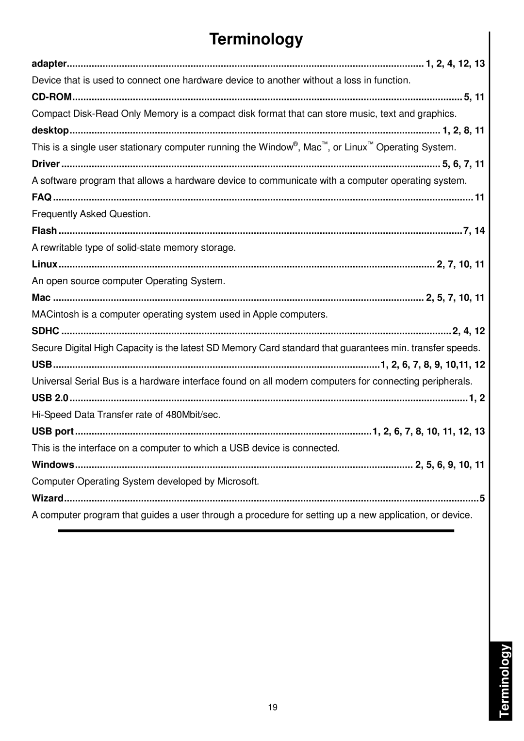 Transcend Information RDS1/S2/S5/S6 manual Terminology, 7,10,11 