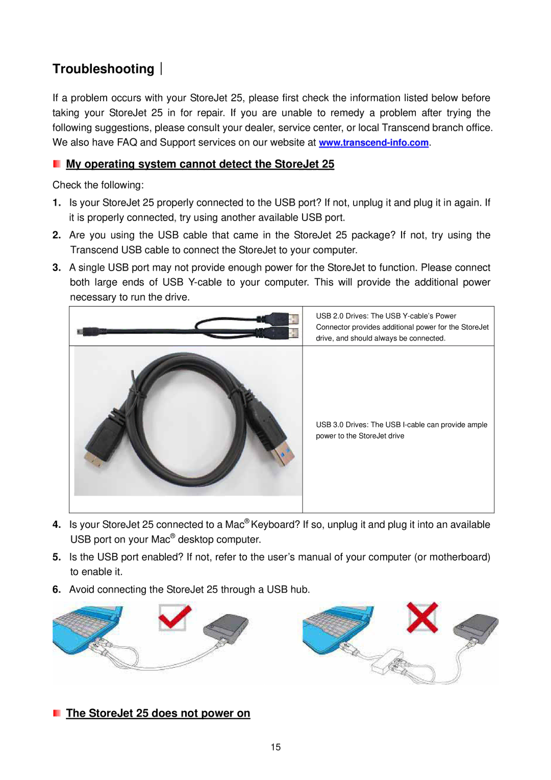 Transcend Information StoreJet 25 (Version 1.3) Troubleshooting︱, My operating system cannot detect the StoreJet 