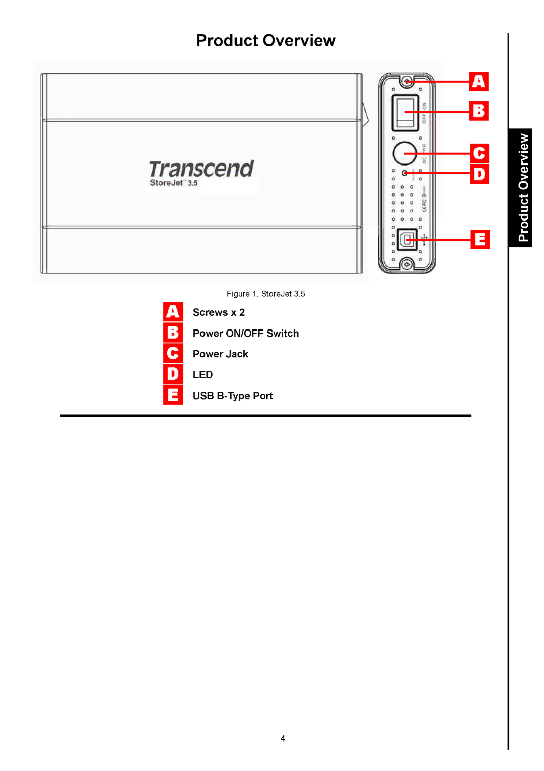 Transcend Information StoreJetTM 3.5 user manual Product Overview 