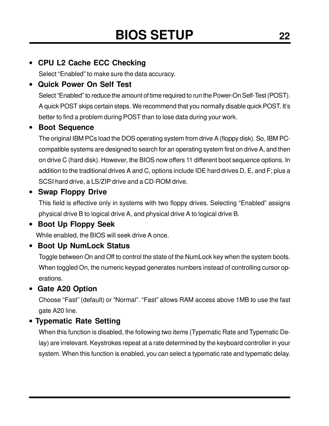 Transcend Information TS-ABX31 CPU L2 Cache ECC Checking, Quick Power On Self Test, Boot Sequence, Swap Floppy Drive 