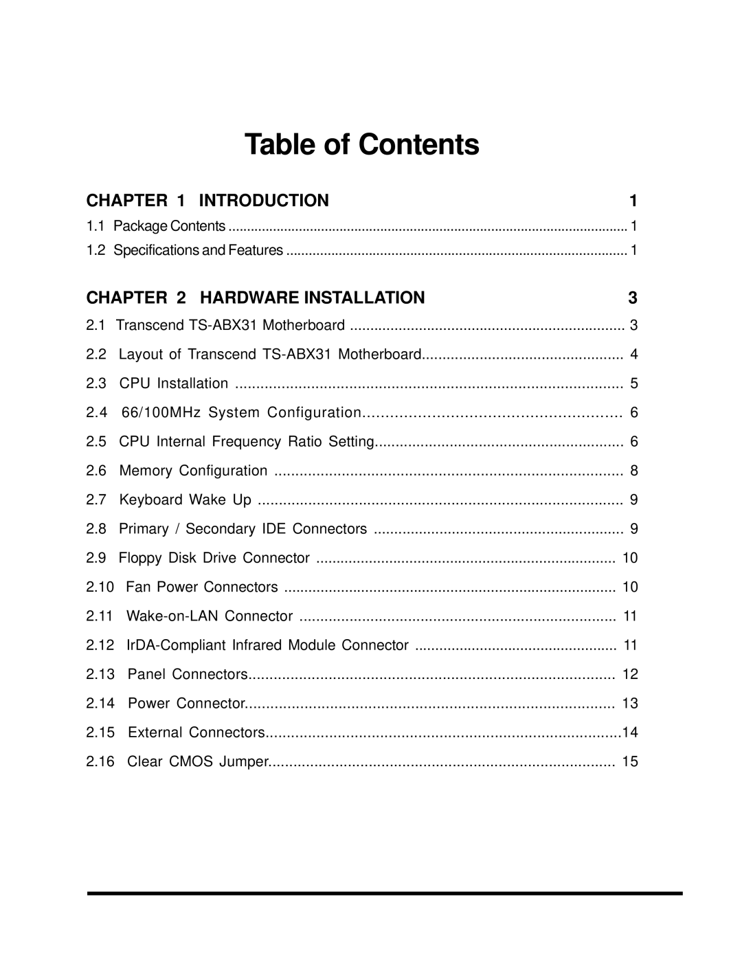 Transcend Information TS-ABX31 user manual Table of Contents 