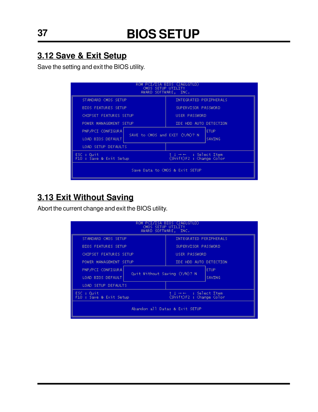 Transcend Information TS-ABX31 user manual Save & Exit Setup, Exit Without Saving 