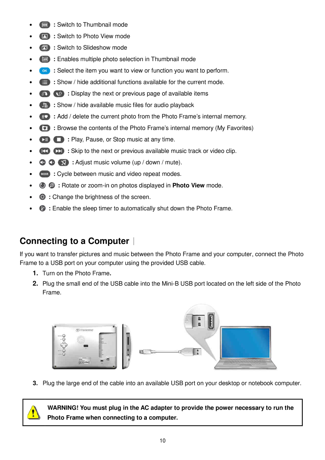 Transcend Information TS-PF700W-J, TS-PF700B-J user manual Connecting to a Computer︱ 