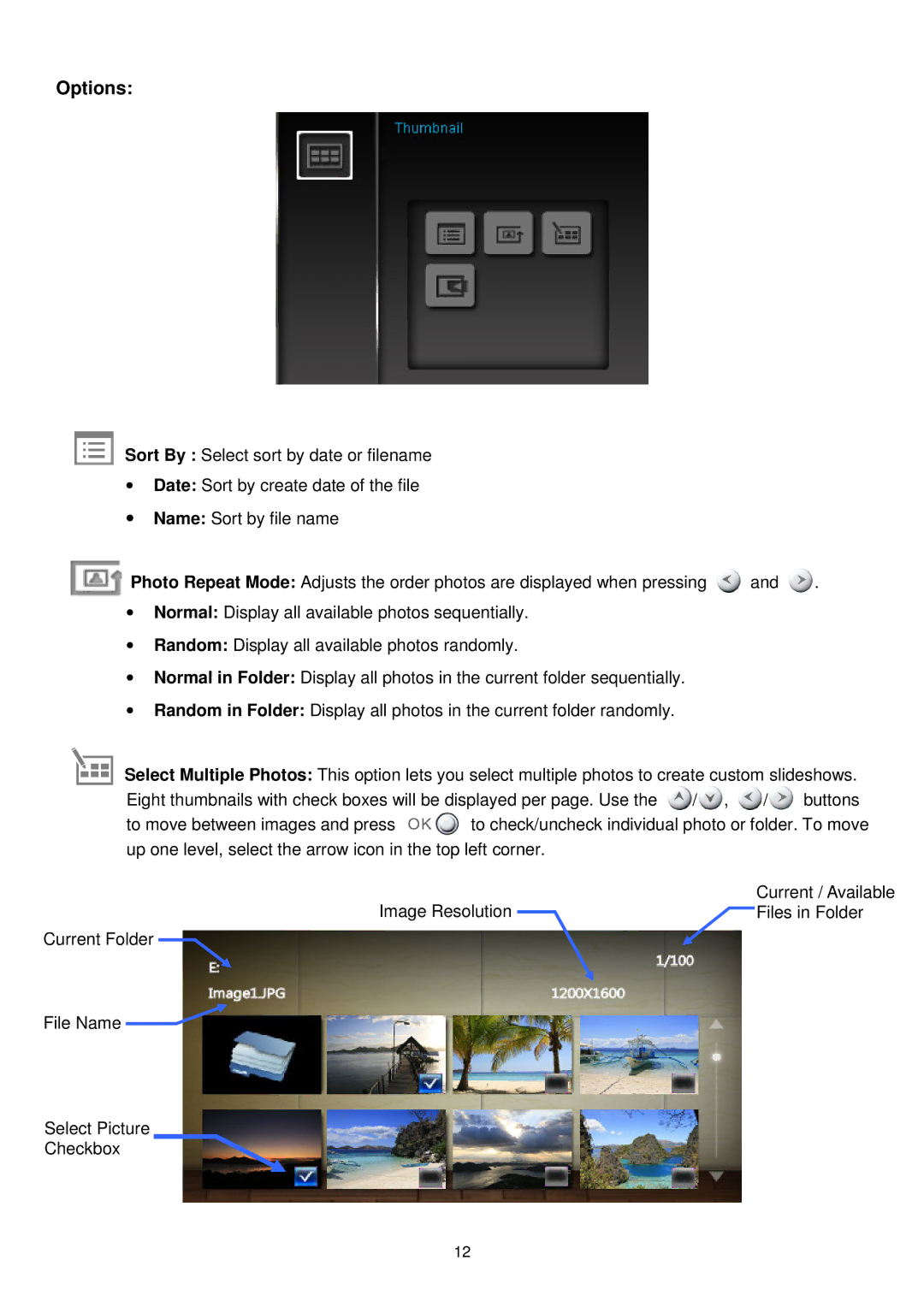 Transcend Information TS-PF705B, TS-PF705W user manual Options 