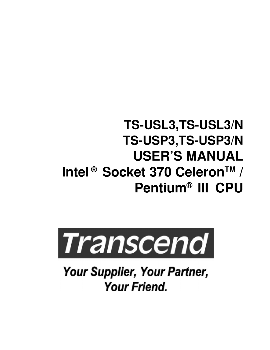 Transcend Information TS-USP3/N, TS-USL3/N user manual USER’S Manual 