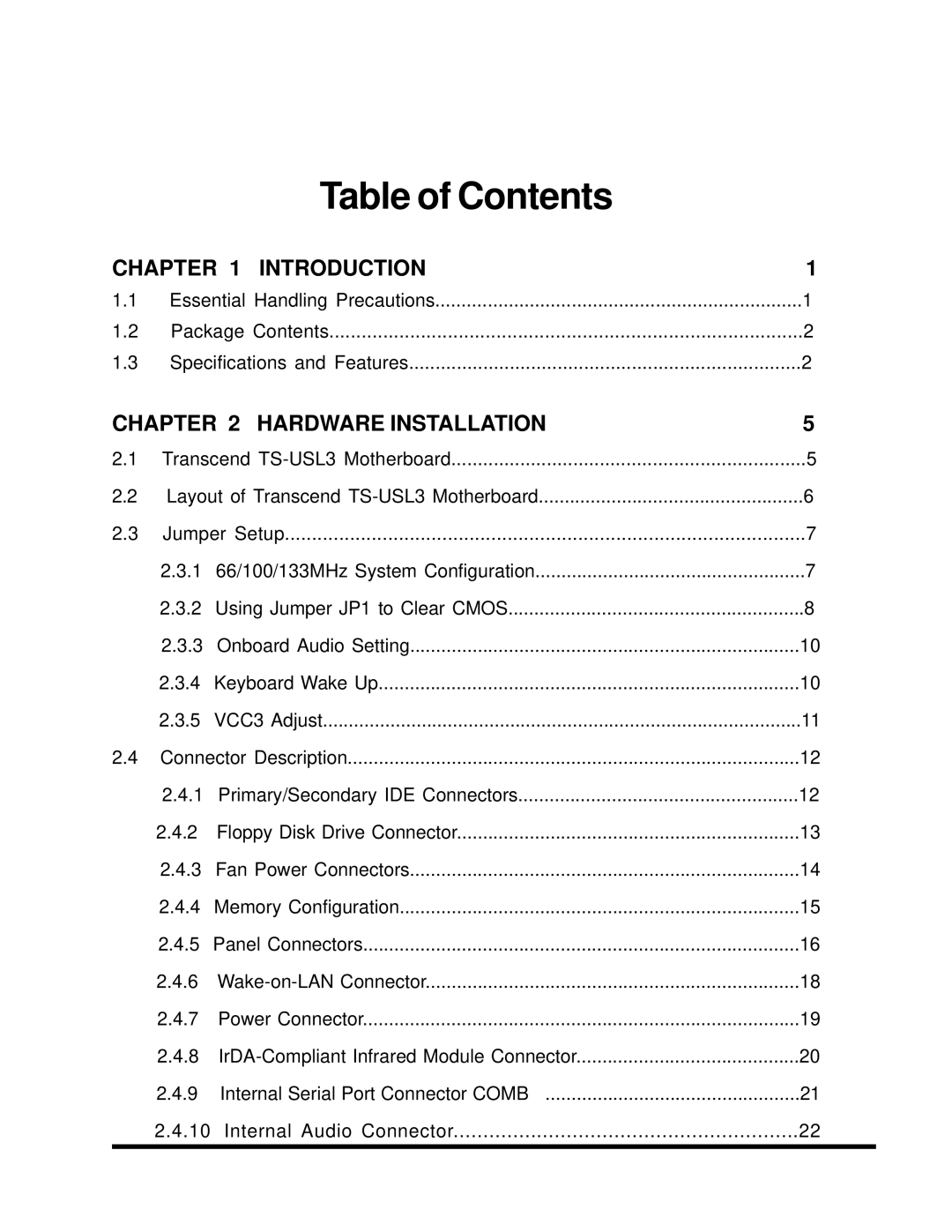 Transcend Information TS-USP3/N, TS-USL3/N user manual Table of Contents 