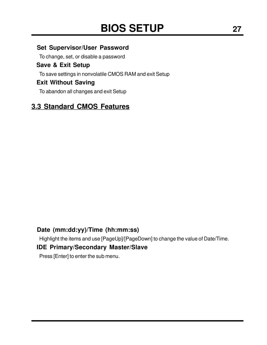 Transcend Information TS-USP3/N, TS-USL3/N user manual Standard Cmos Features 