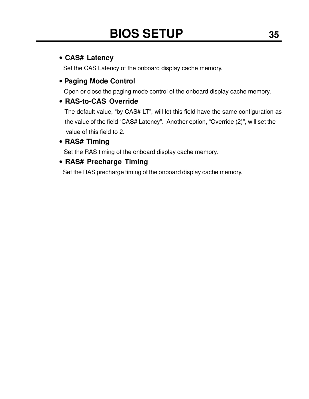 Transcend Information TS-USP3 CAS# Latency, Paging Mode Control, RAS-to-CAS Override, RAS# Timing, RAS# Precharge Timing 