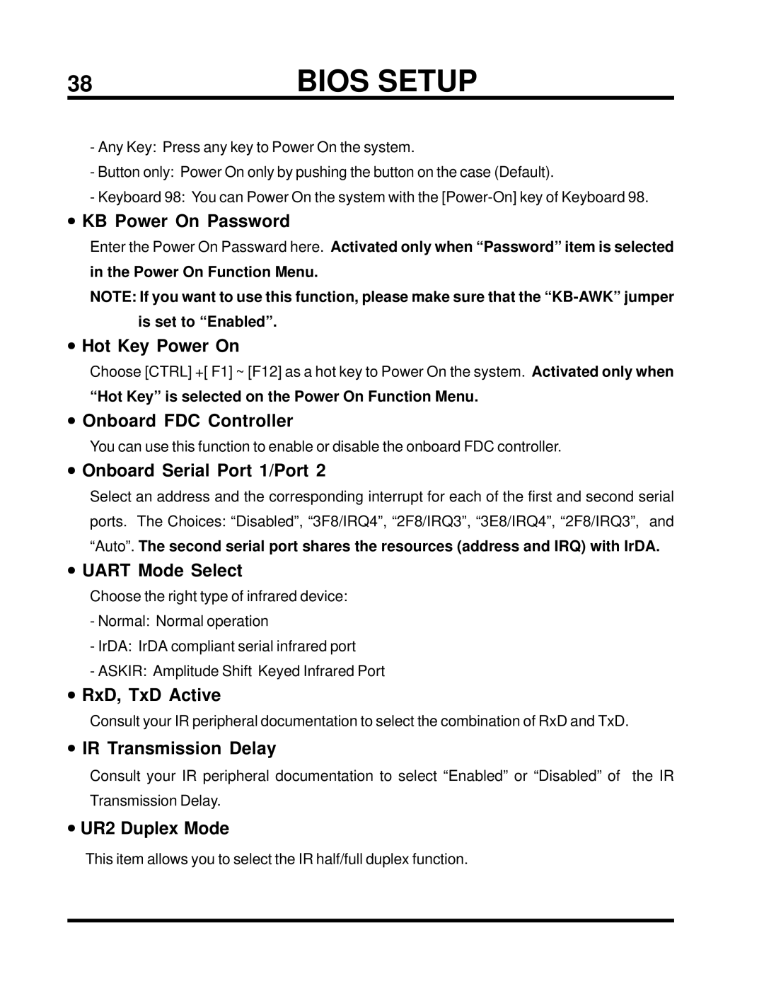 Transcend Information TS-USL3/N KB Power On Password, Hot Key Power On, Onboard FDC Controller, Onboard Serial Port 1/Port 