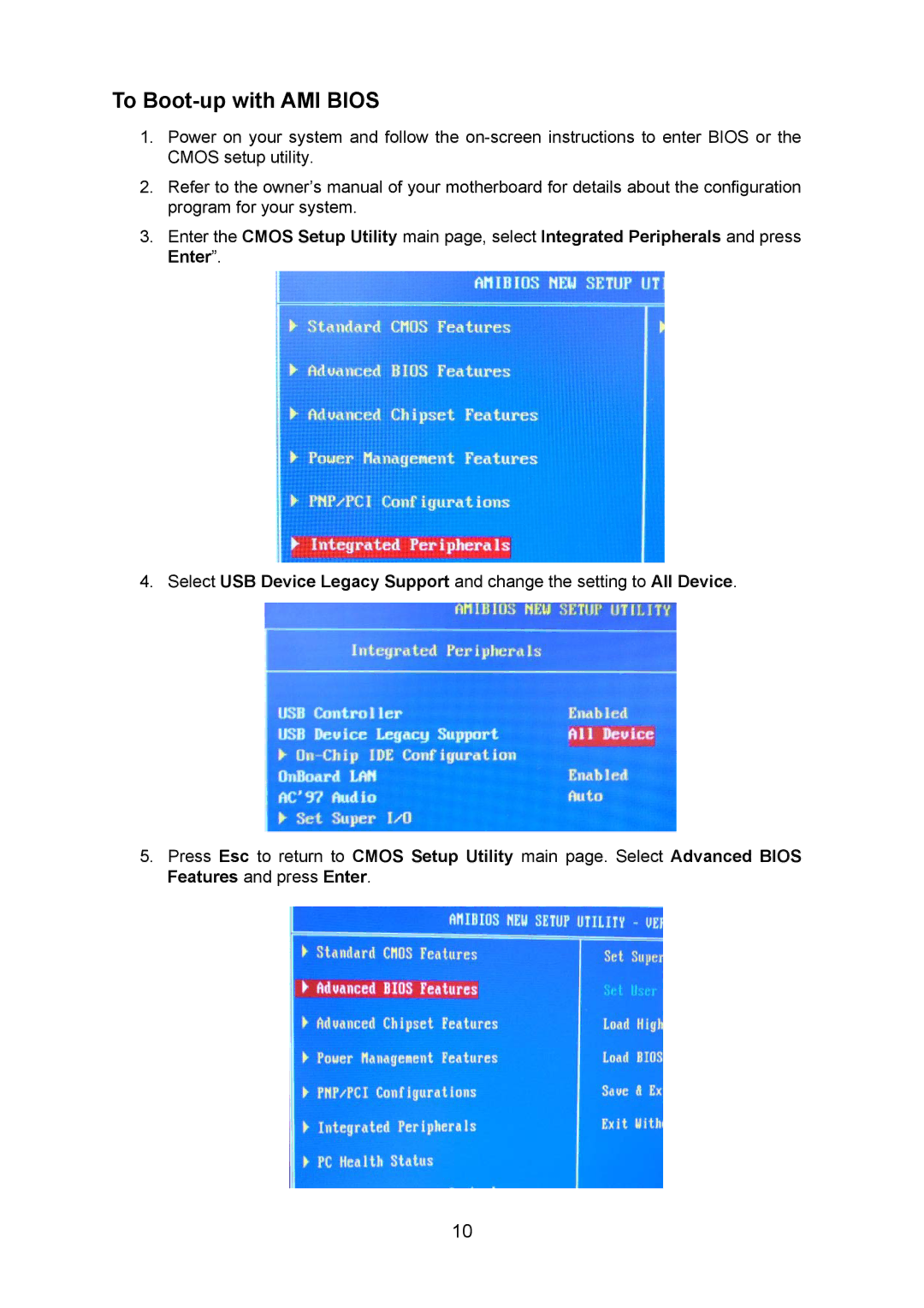 Transcend Information TS0MFLRD6E user manual To Boot-up with AMI Bios 