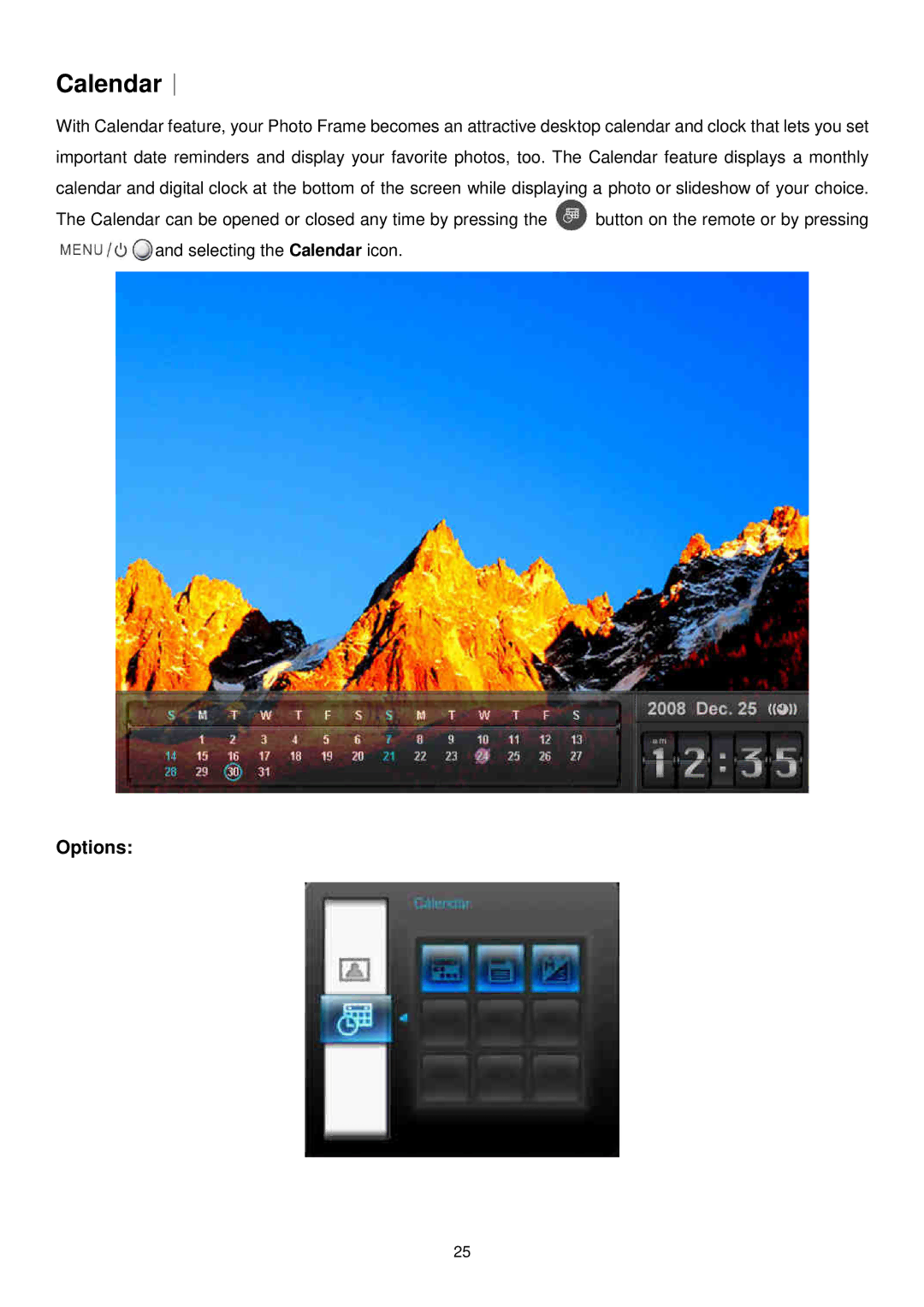 Transcend Information TS2GPF730W-J, TS2GPF730B-J user manual Calendar︱ 