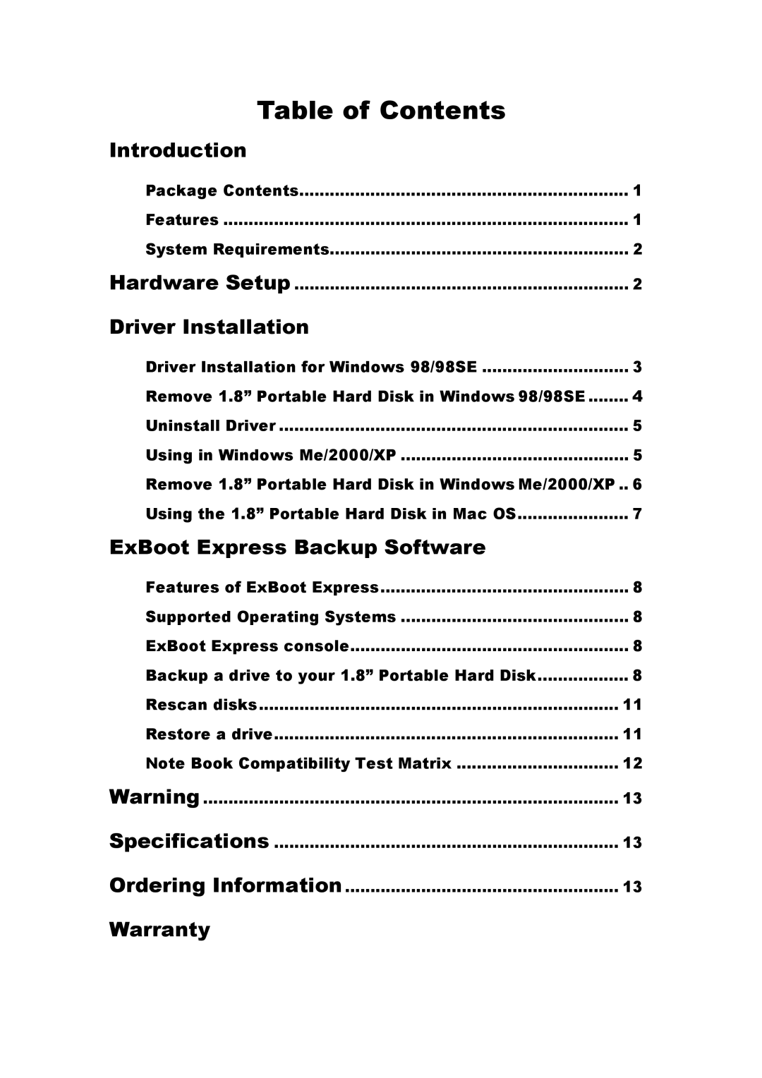 Transcend Information TS40GHDU1 user manual Table of Contents 