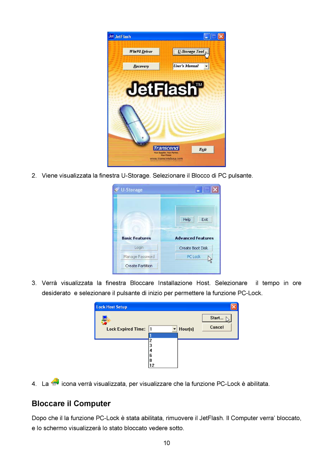 Transcend Information TS4GJF2C, TS64M-512MJF2L, TS32M-2GJF2B manual Bloccare il Computer 