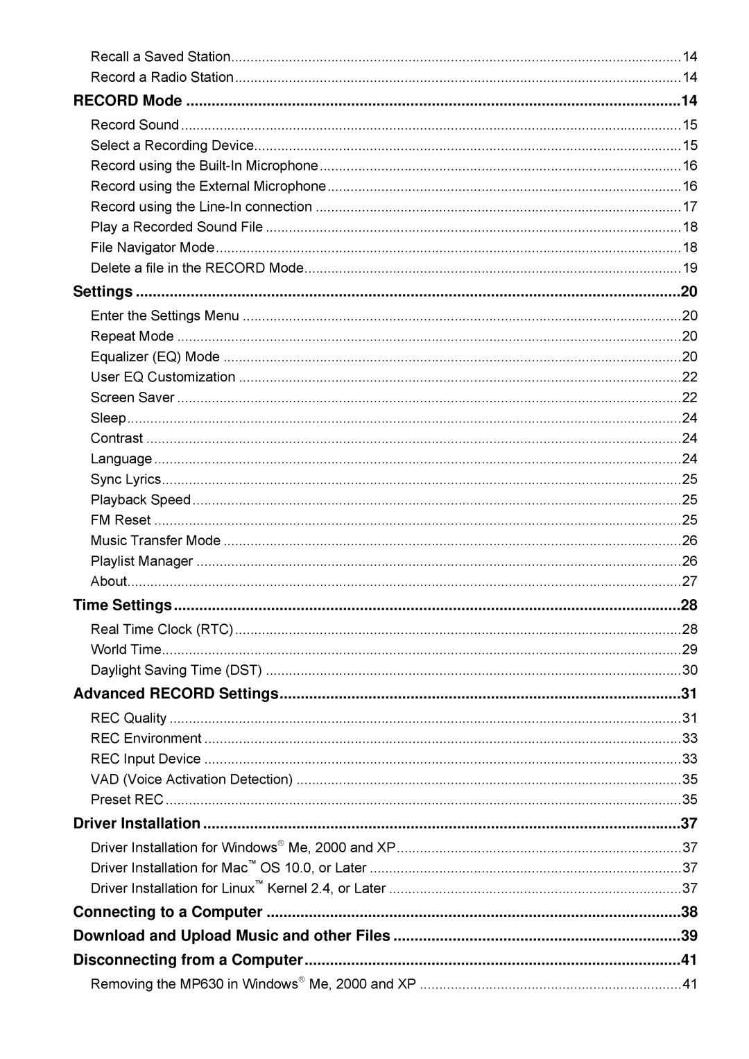 Transcend Information TS4GMP630, TS2GMP630 user manual Time Settings 