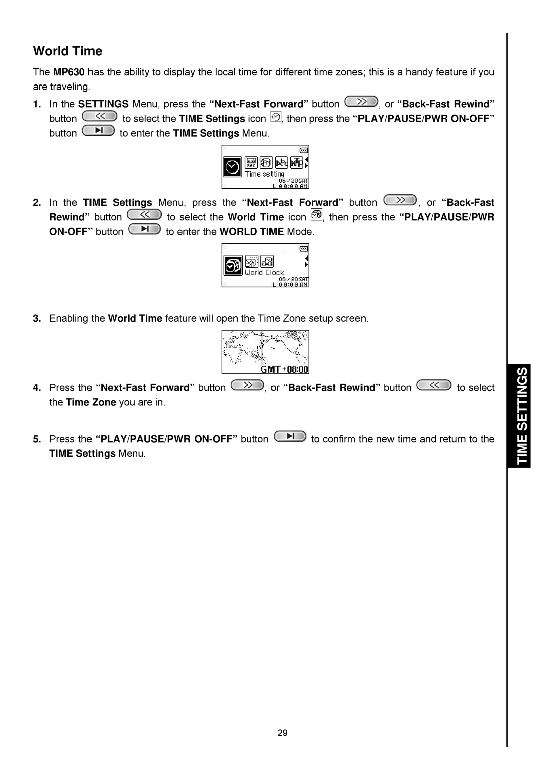 Transcend Information TS4GMP630, TS2GMP630 user manual World Time 