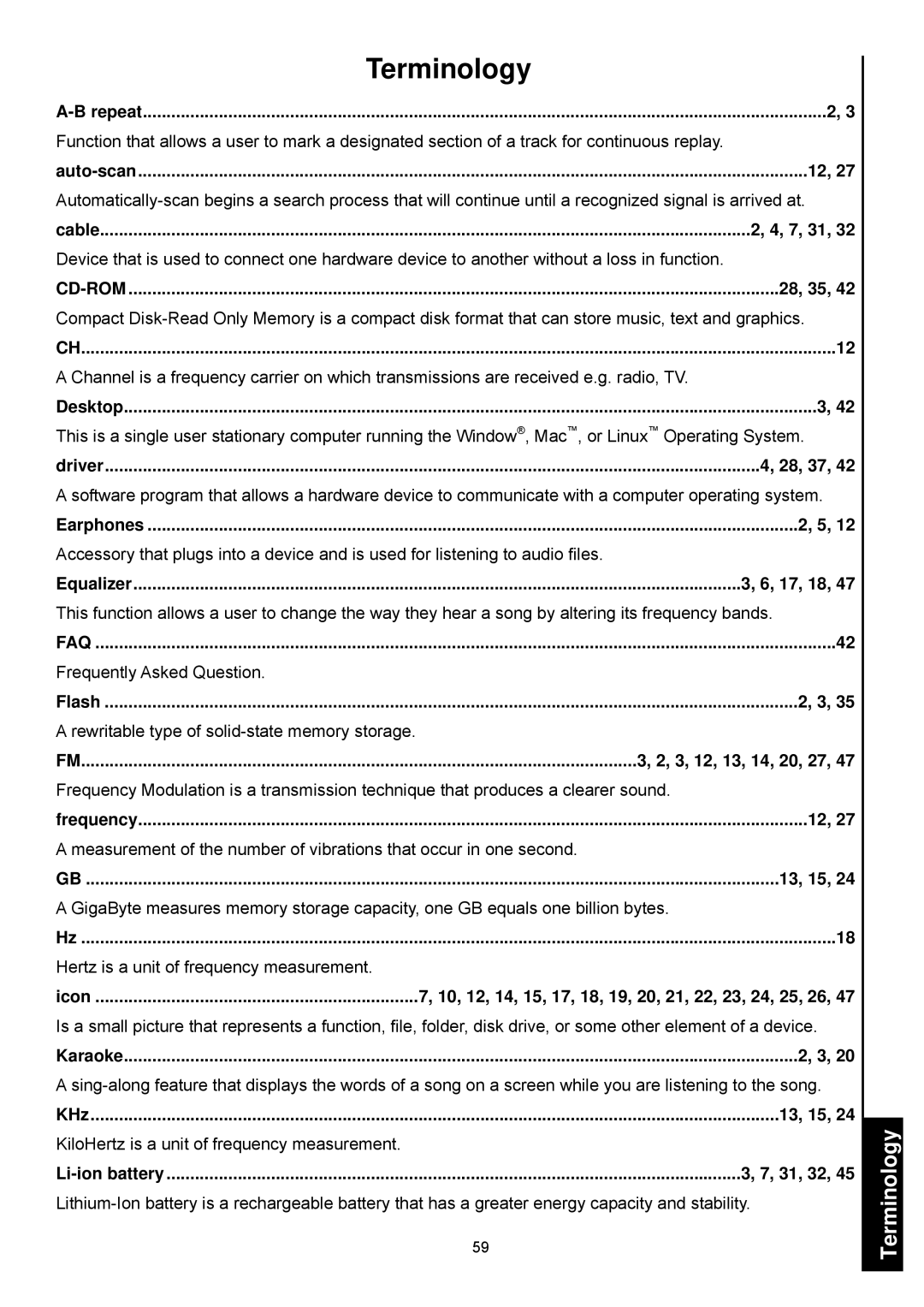 Transcend Information TS4GMP630, TS2GMP630 user manual Terminology 