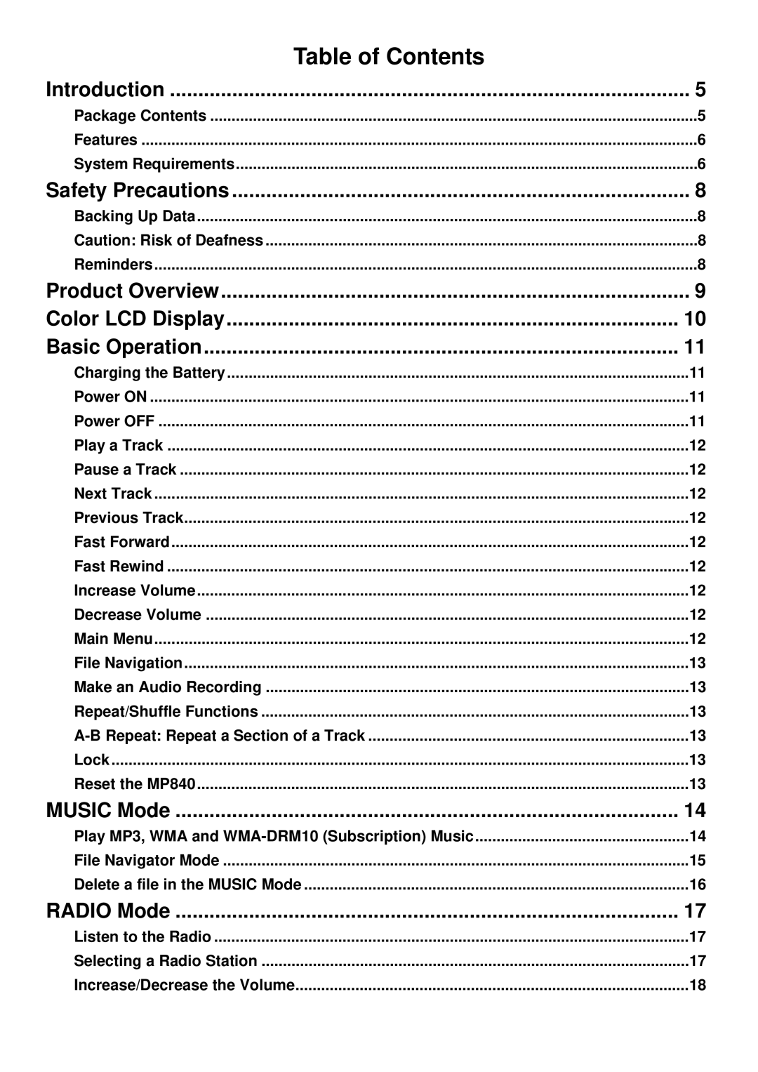 Transcend Information TS2GMP840, TS4GMP840, TS8GMP840 user manual Table of Contents 