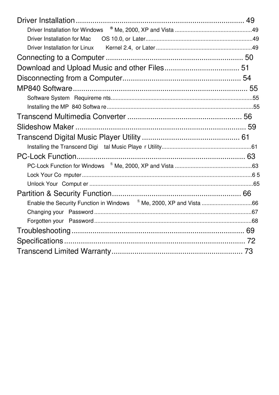 Transcend Information TS4GMP840, TS8GMP840, TS2GMP840 user manual Transcend Limited Warranty 