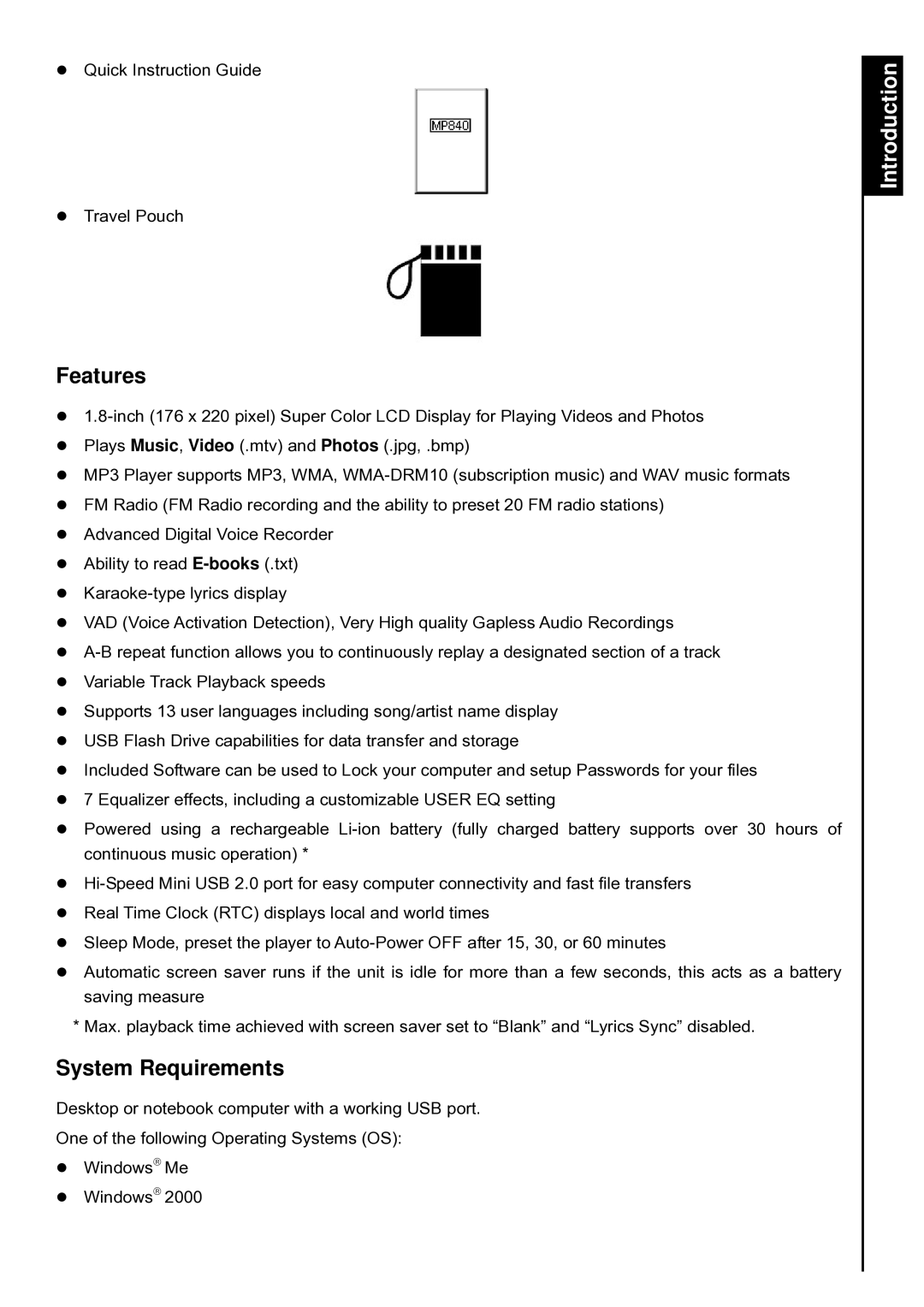 Transcend Information TS2GMP840, TS4GMP840, TS8GMP840 user manual Features, System Requirements 