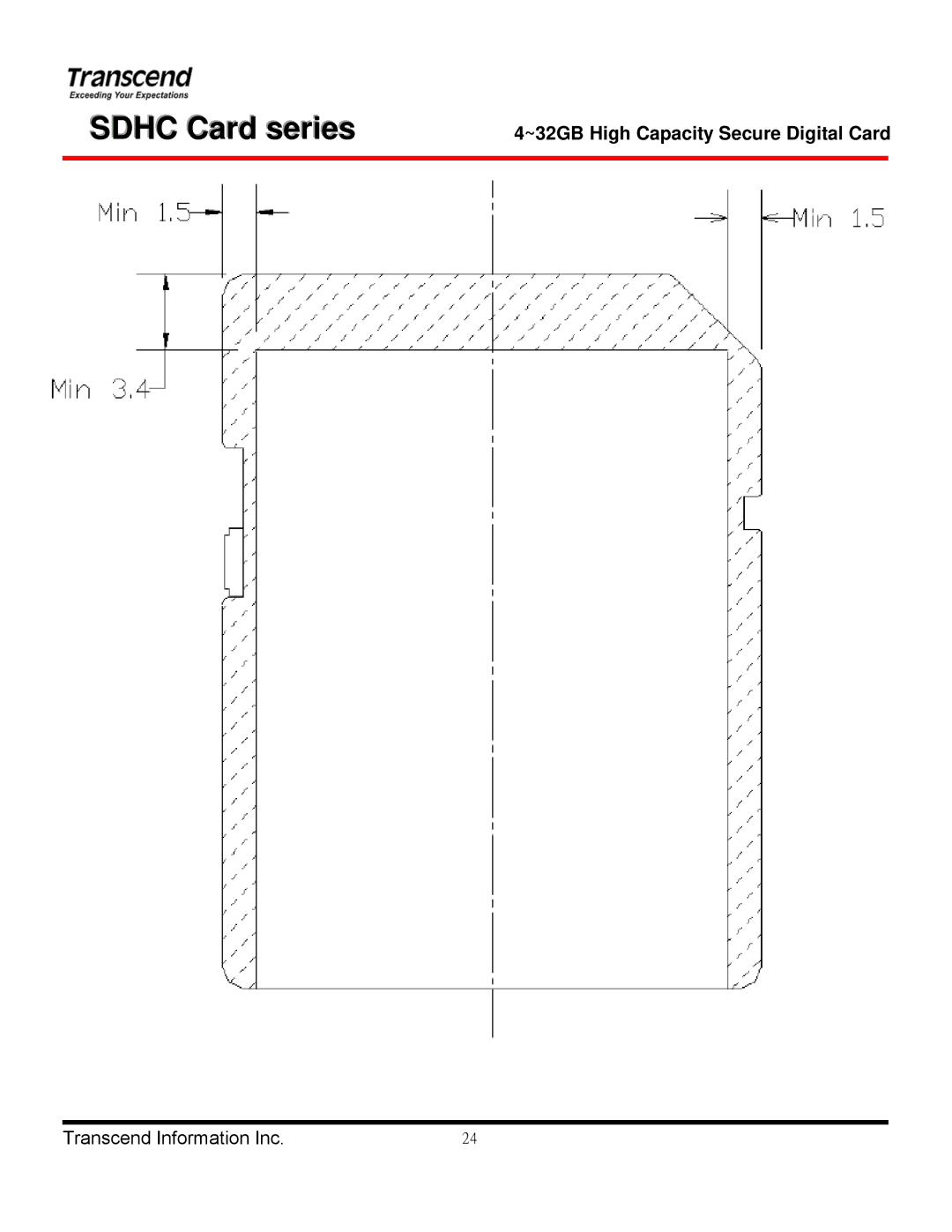 Transcend Information TS4GSDHC 6, TS32GSDHC 6, TS8GSDHC 6, TS16GSDHC 6 manual Sdhc Card series 