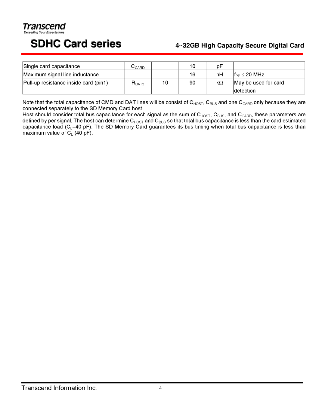 Transcend Information TS4GSDHC 6, TS32GSDHC 6, TS8GSDHC 6, TS16GSDHC 6 manual ~32GB High Capacity Secure Digital Card 