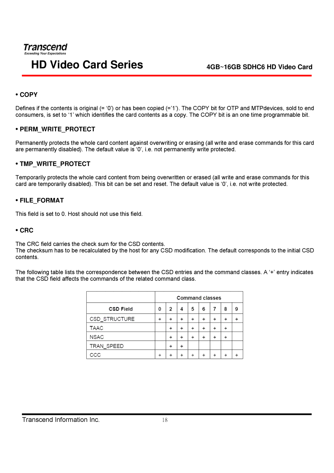 Transcend Information TS4GSDHC6V manual Copy, Permwriteprotect, Tmpwriteprotect, Fileformat 