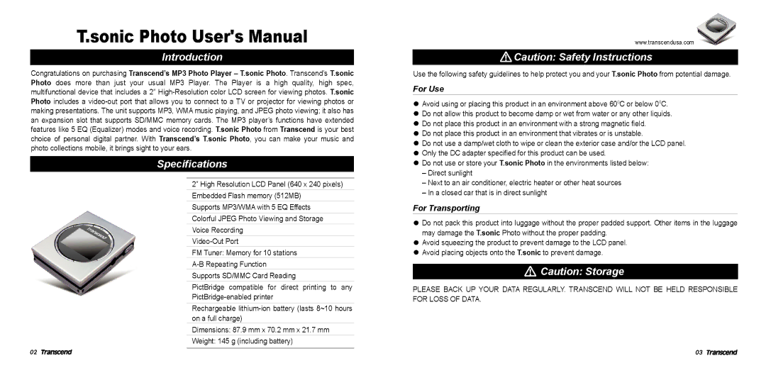 Transcend Information TS512MMP810EU manual 