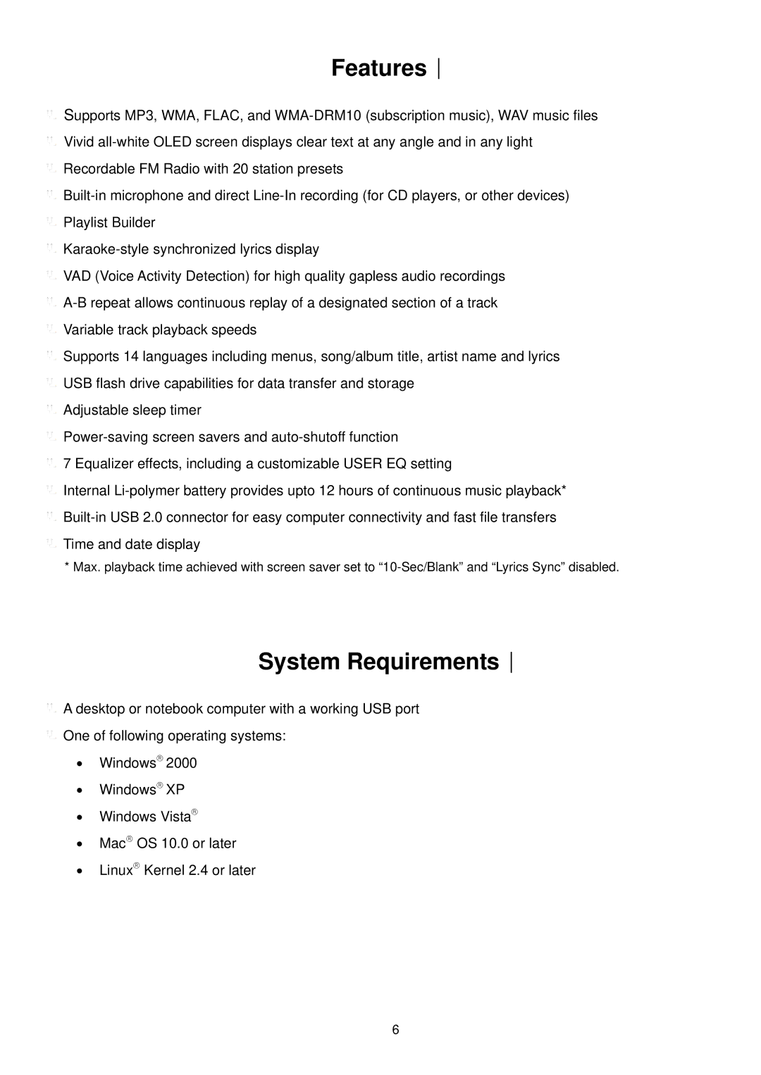 Transcend Information TS8GMP330, TS4GMP330, TS2GMP330 user manual Features︱, System Requirements︱ 