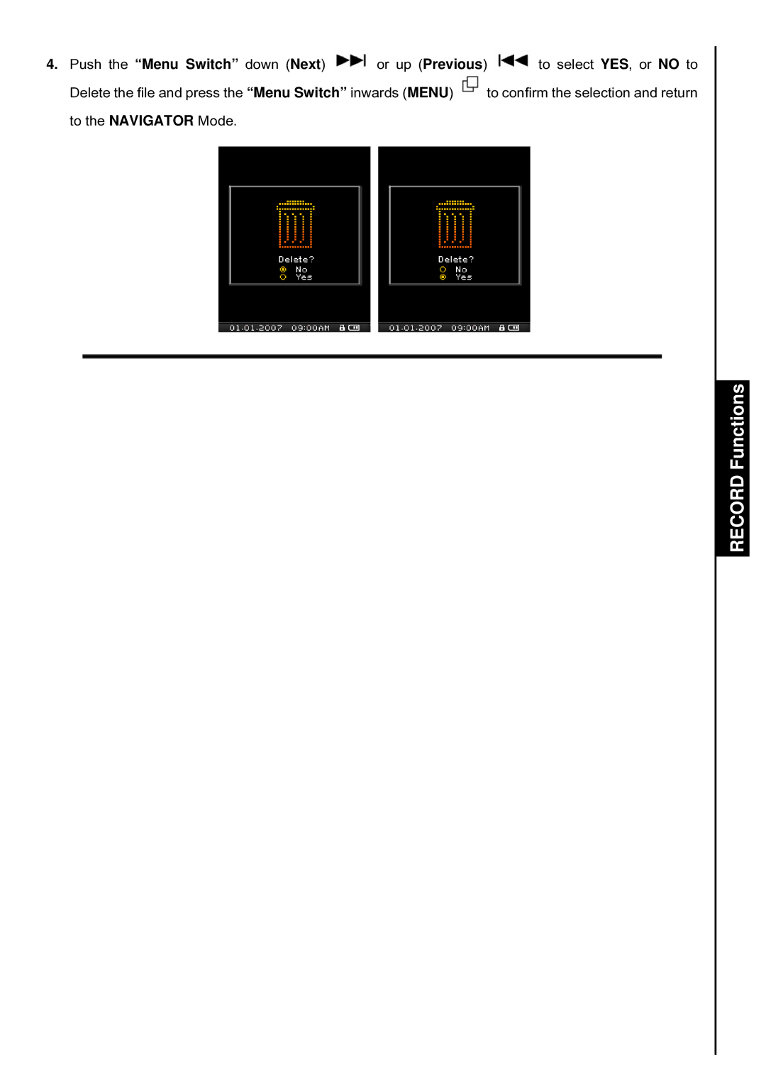 Transcend Information T.sonic 840 user manual Record Functions 